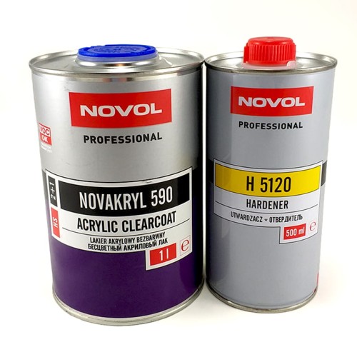 NOVOL Lakier bezbarwny akrylowy HS Novakryl 590 1L komplet z utwardzaczem SR Scratch Resistant