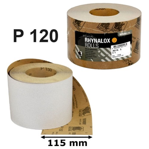 Papier ścierny na sucho INDASA WHITE LINE 115mm P120 rolka.jpg
