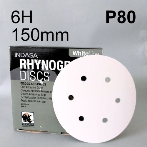 INDASA WHITE Krążek dysk rzep 6H 150mm P80 002483.jpg