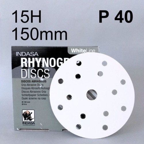 INDASA WHITE Krążek dysk rzep 15H 150mm P40 392287.jpg