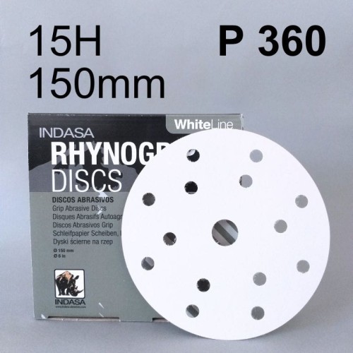 INDASA WHITE Krążek dysk rzep 15H 150mm P360 392393.jpg