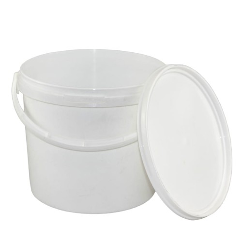 Pojemnik lakierniczy plastikowy PP z uchwytem, pokrywą i plombą wiaderko do lakieru białe okrągłe wiadro na lakier 10L atest spożywczy